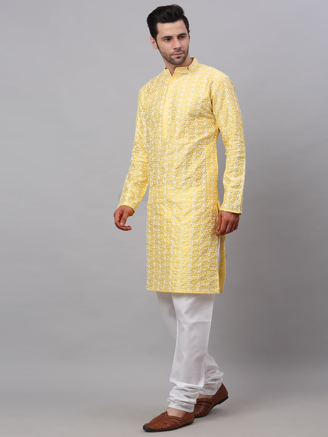 Jompers Men's Emroidered Kurta Payjama Sets ( JOKP 633Yellow )