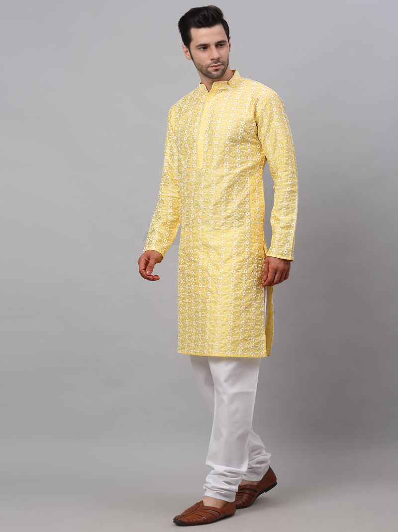 Jompers Men's Emroidered Kurta Payjama Sets ( JOKP 633Yellow )