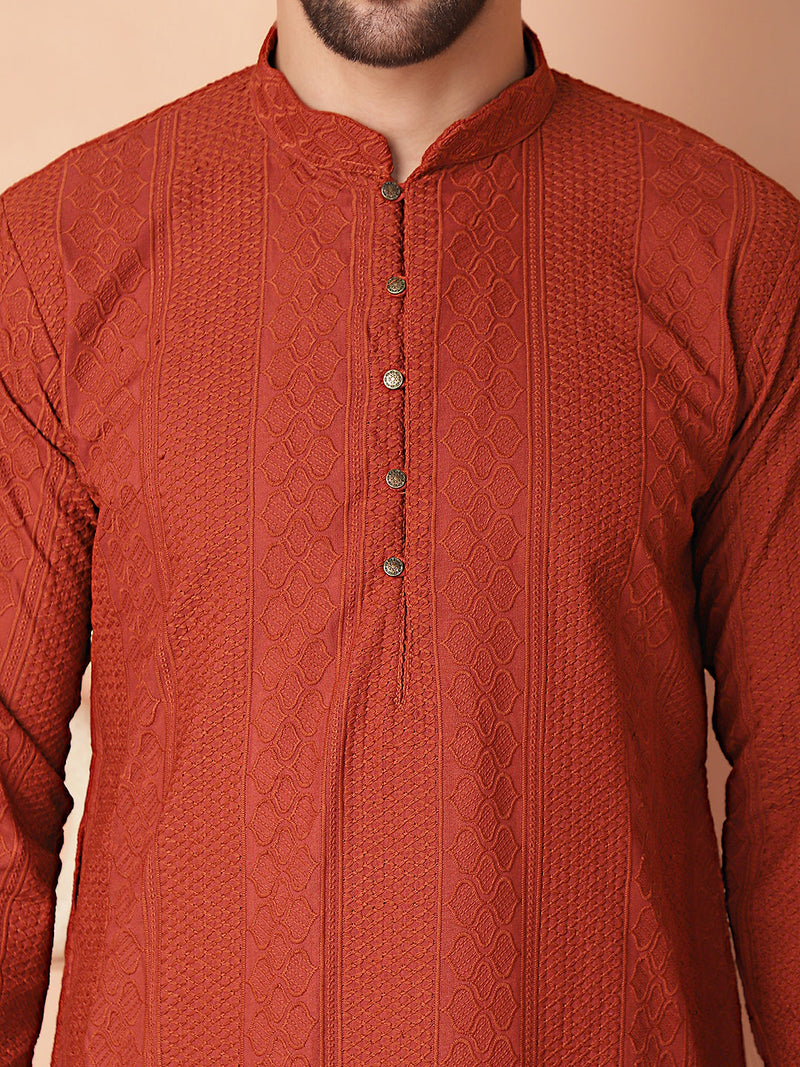 Chikankari Cotton Kurta with Churidar