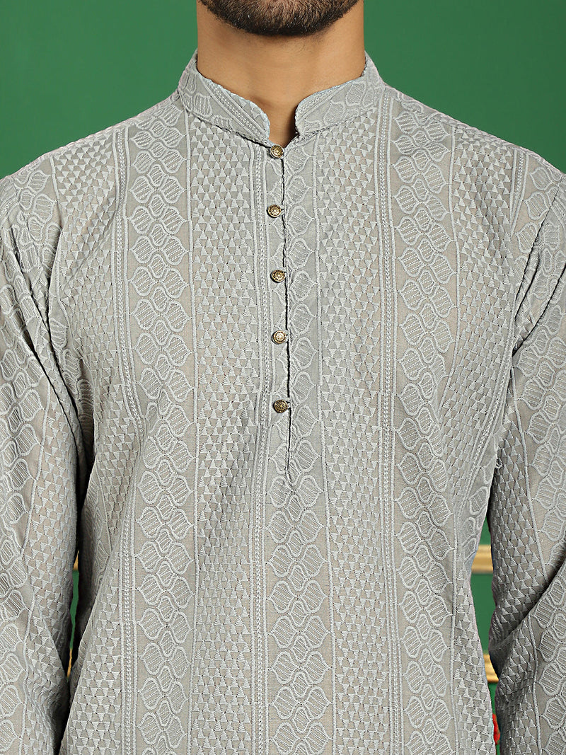 Chikankari Cotton Kurta with Churidar