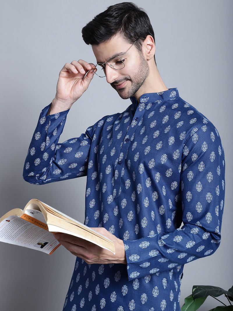 Men's Cotton Floral printed kurta Pyjama