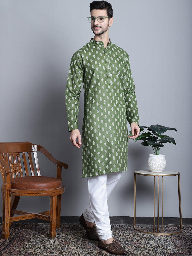 Men's Cotton Floral printed kurta Pyjama