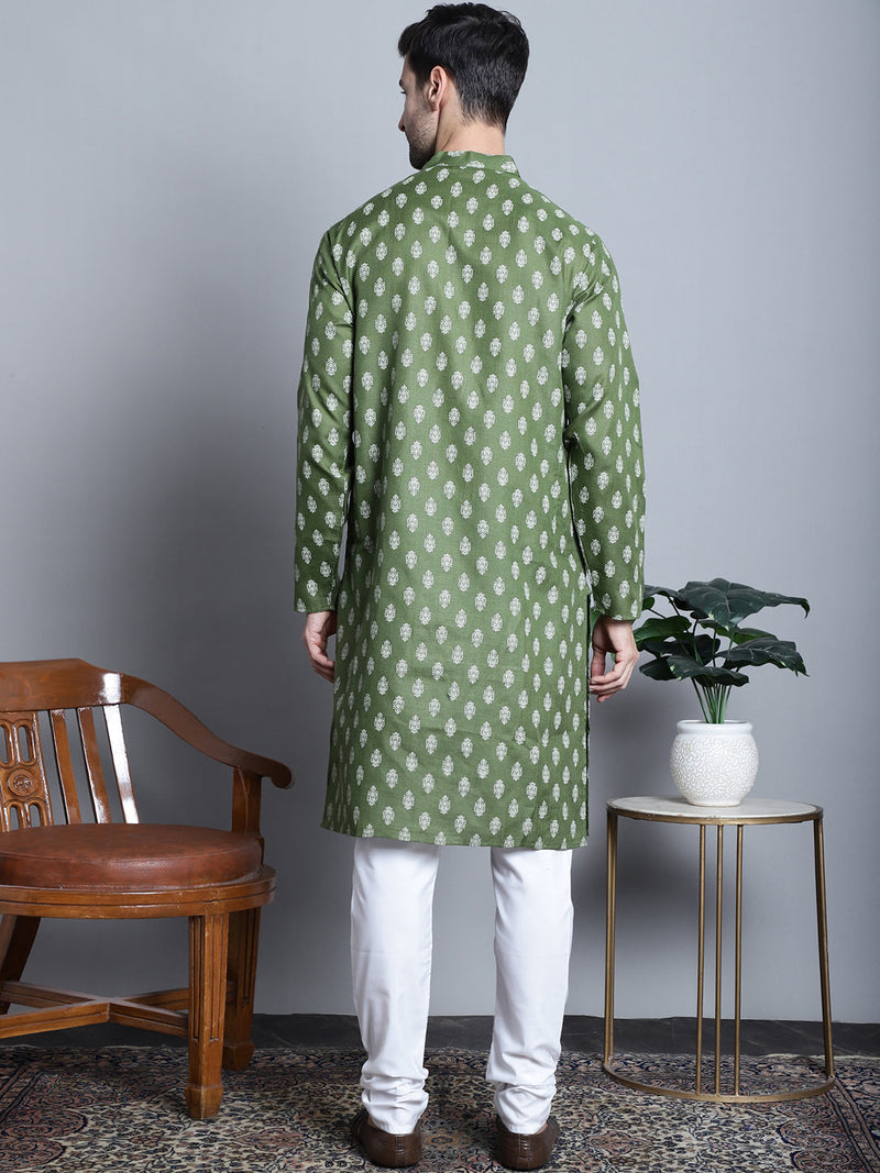 Men's Cotton Floral printed kurta Pyjama