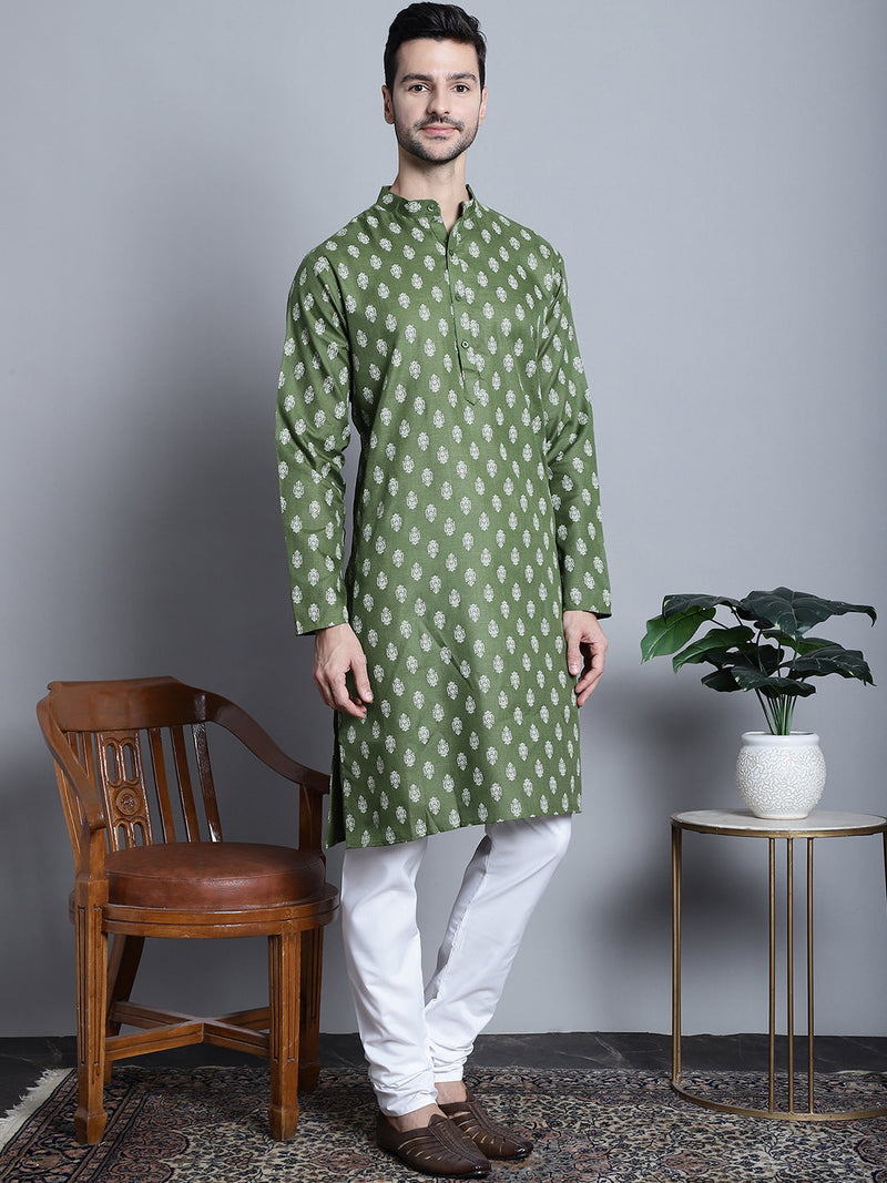 Men's Cotton Floral printed kurta Pyjama