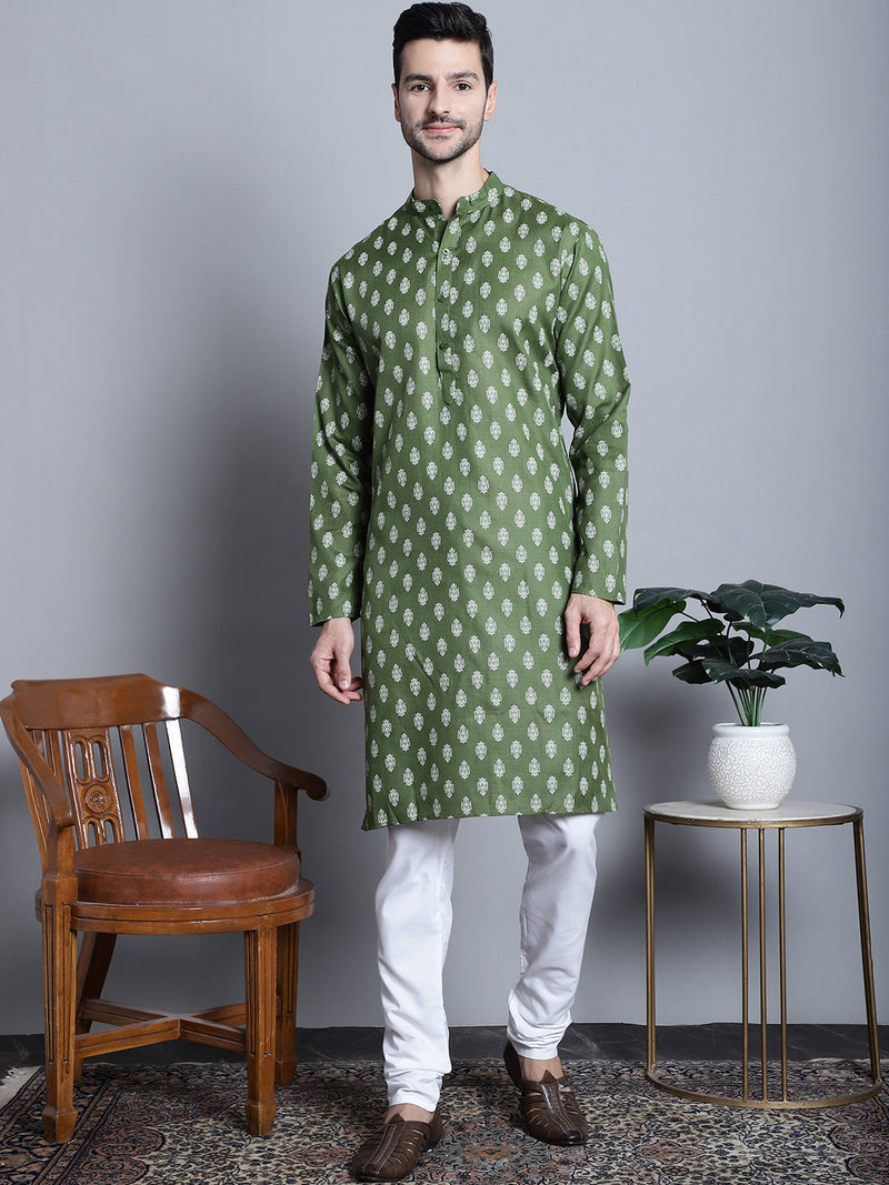 Men's Cotton Floral printed kurta Pyjama