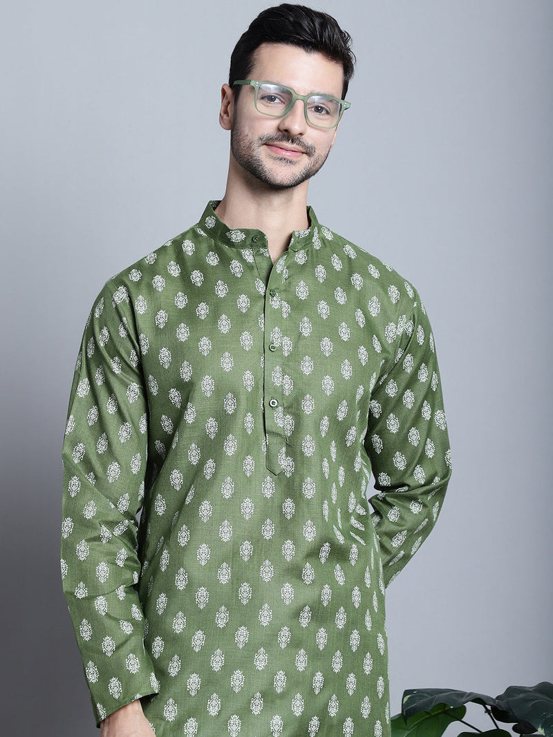 Men's Cotton Floral printed kurta Pyjama