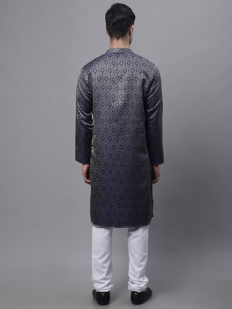 Men Ethnic  Navy Blue Woven Design Kurta with Pyjamas