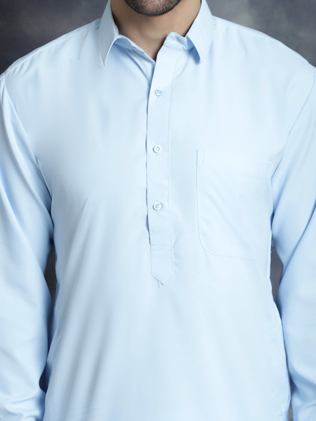 Men's Solid Pathani Kurta with Salwar ( JOKP 696Sky )