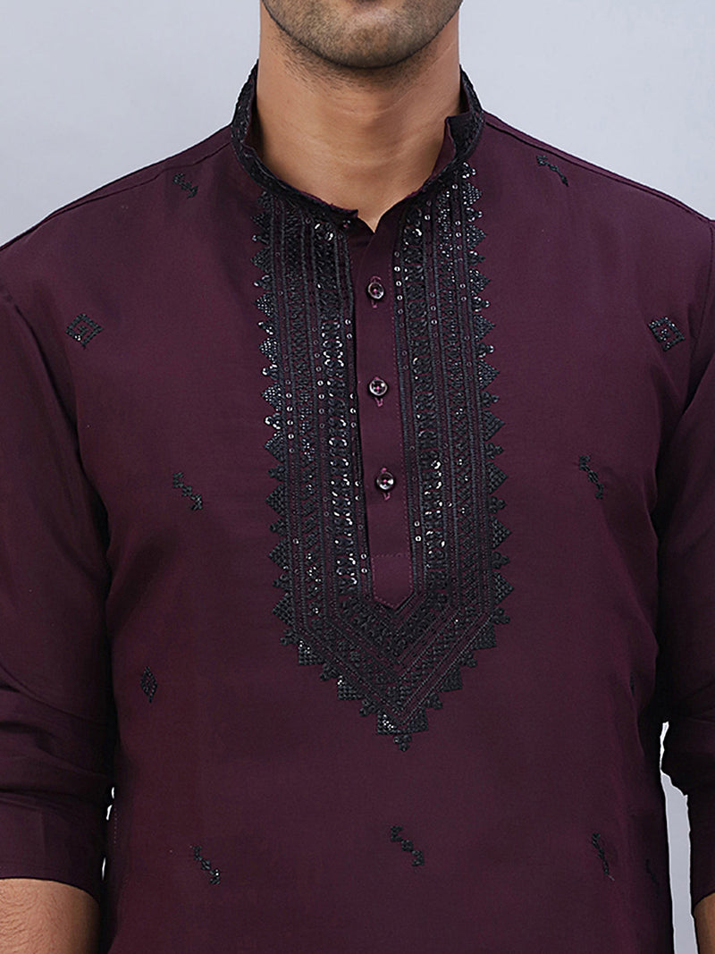 Sequins Embroidered Kurta Pyjama and Dupatta Set for Men