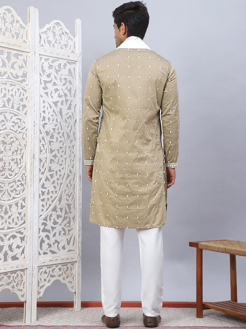 Sequins Embroidered Kurta Pyjama With Dupatta Set