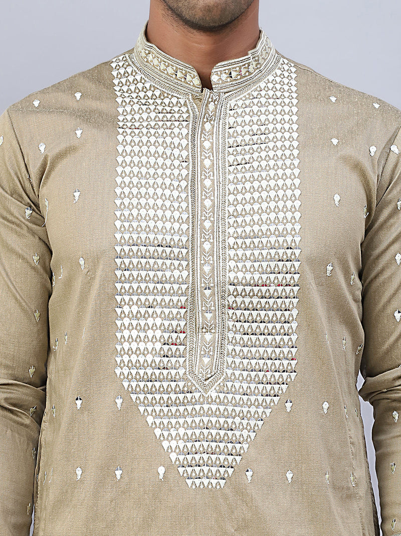 Sequins Embroidered Kurta Pyjama With Dupatta Set