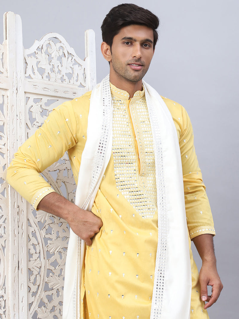 Sequins Embroidered Kurta Pyjama With Dupatta Set