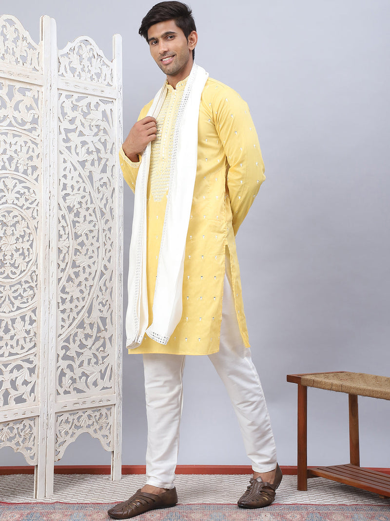 Sequins Embroidered Kurta Pyjama With Dupatta Set