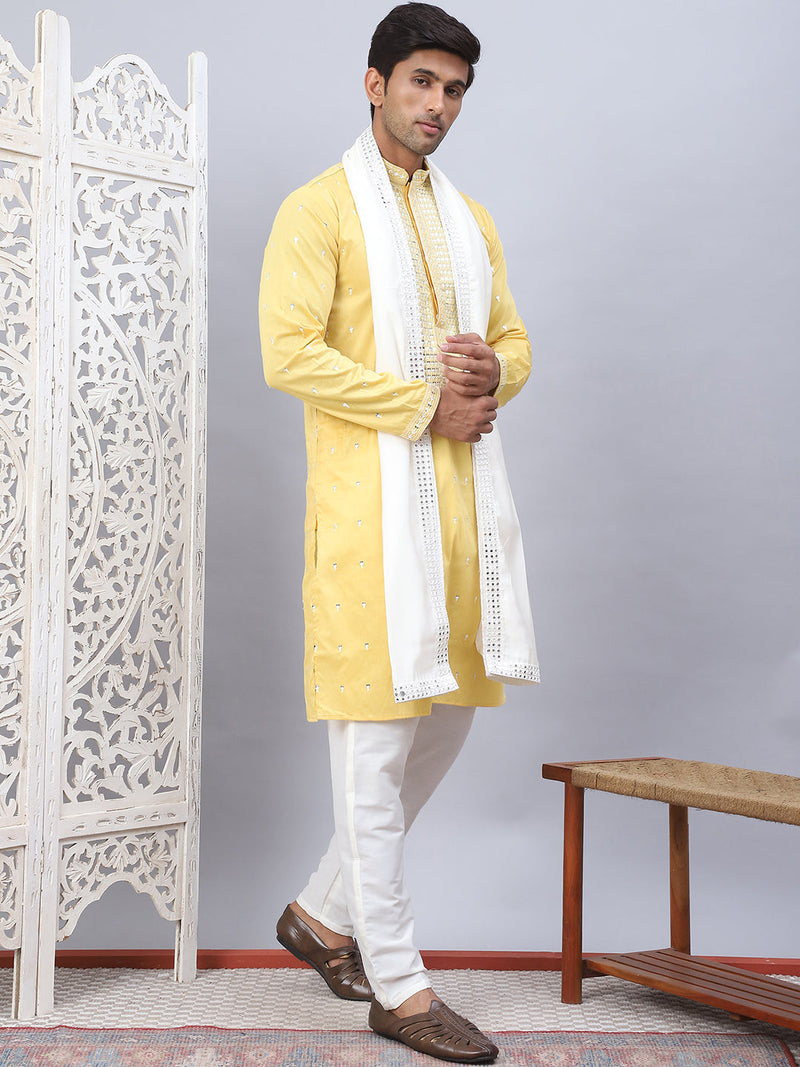 Sequins Embroidered Kurta Pyjama With Dupatta Set