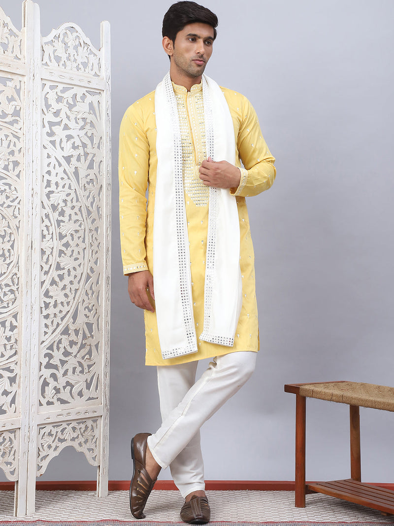 Sequins Embroidered Kurta Pyjama With Dupatta Set