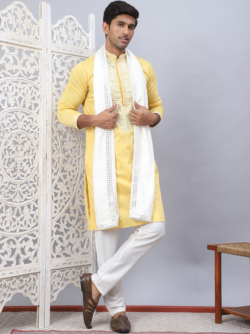 Sequins Embroidered Kurta Pyjama With Dupatta Set