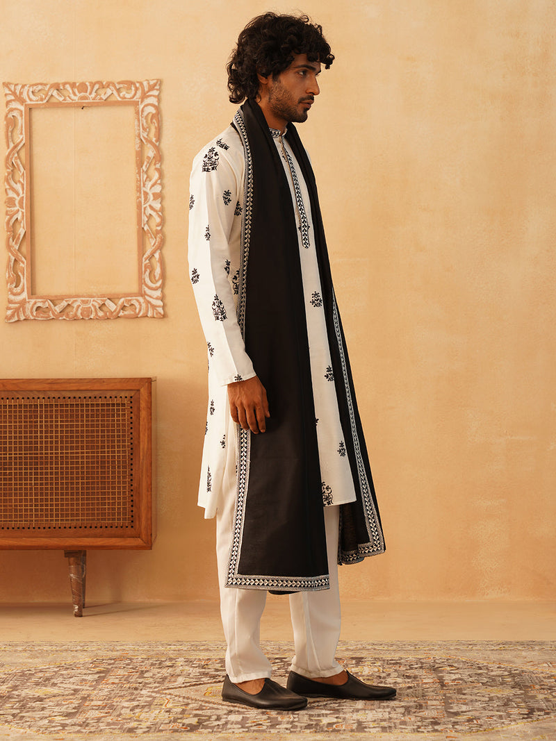 Embroidered & Sequin Kurta Pyjama With Dupatta