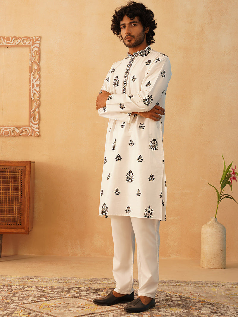 Embroidered & Sequin Kurta Pyjama With Dupatta