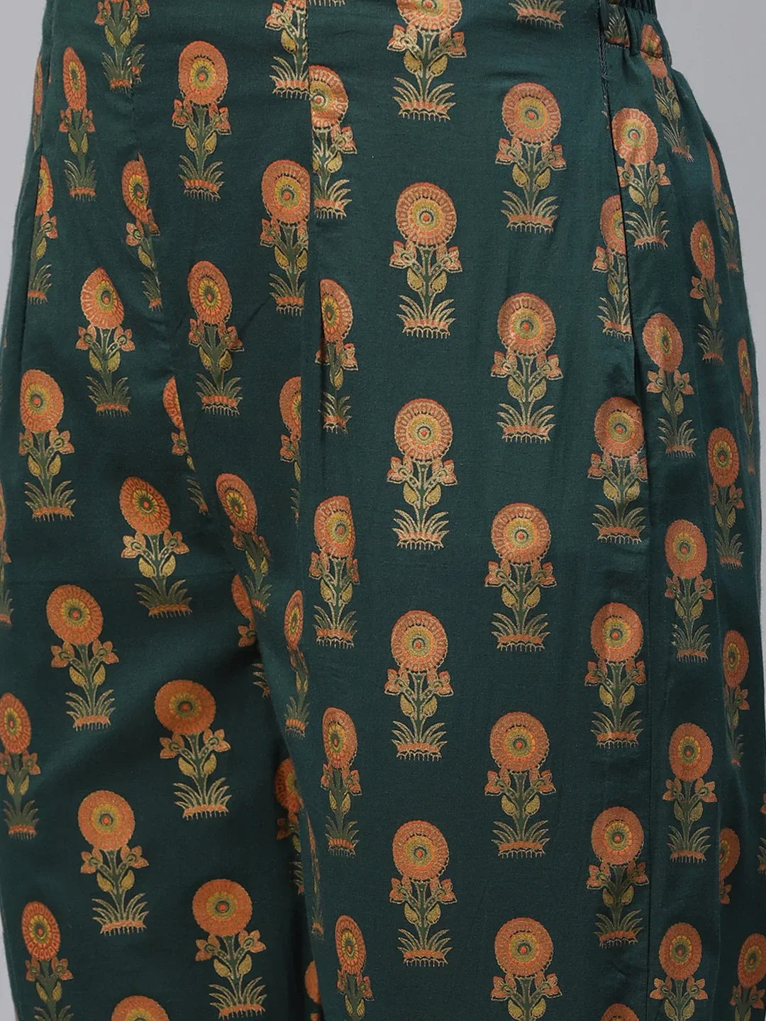Women Green Ethnic Motifs Printed Pure Cotton Kurta with Trousers & Dupatta ( JOKS D22G 1400 Green )