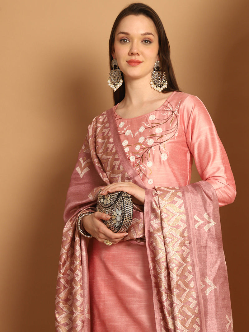 Embroidered Kurta,Printed Dupatta and Trouser Set