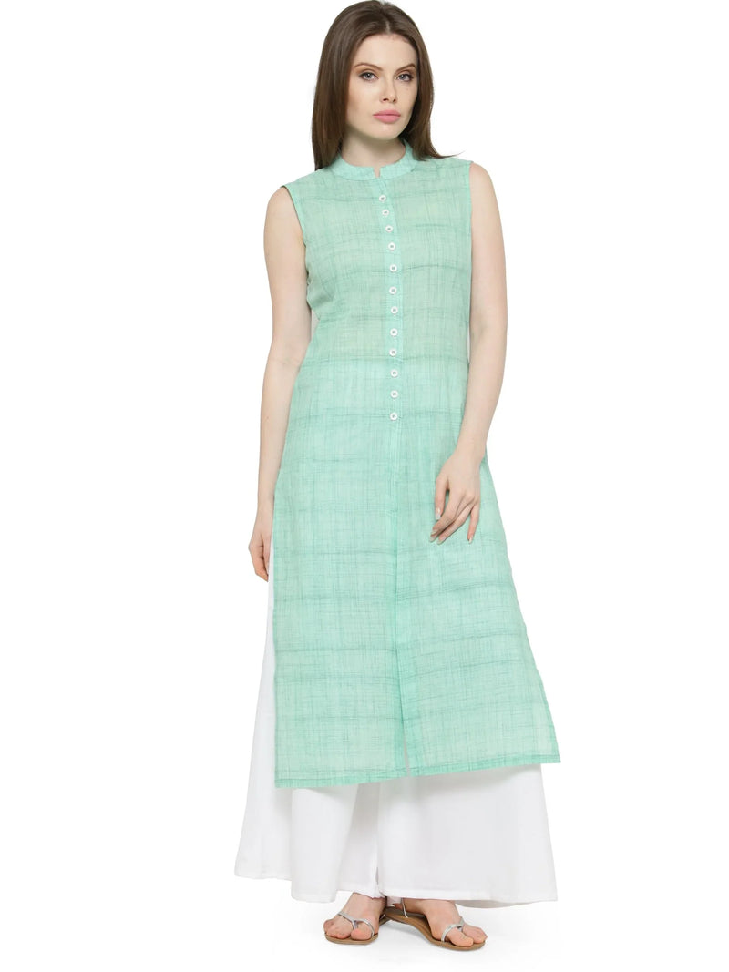 Women Green Solid Straight Kurta - Jompers