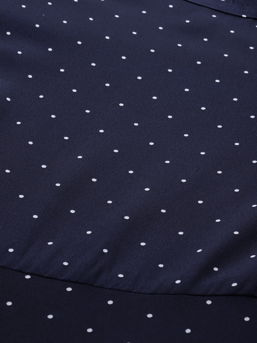 Jompers Women Navy Blue & White Polka Dots Print Bell Sleeves Anarkali Kurta ( JOK 1382 Navy )