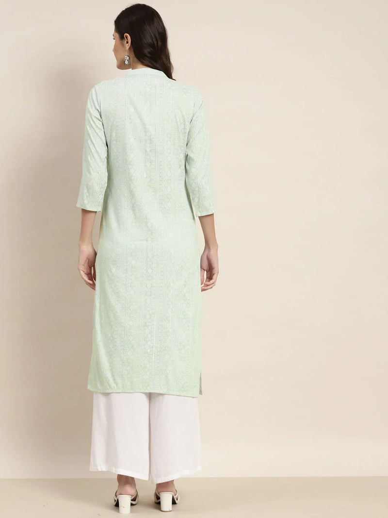 Ethnic Motifs Printed Lurex Kurta ( JOK 1467 Green )