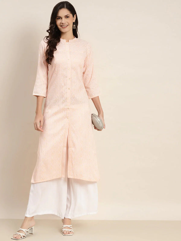 Ethnic Motifs Printed Lurex Kurta ( JOK 1467 Orange )