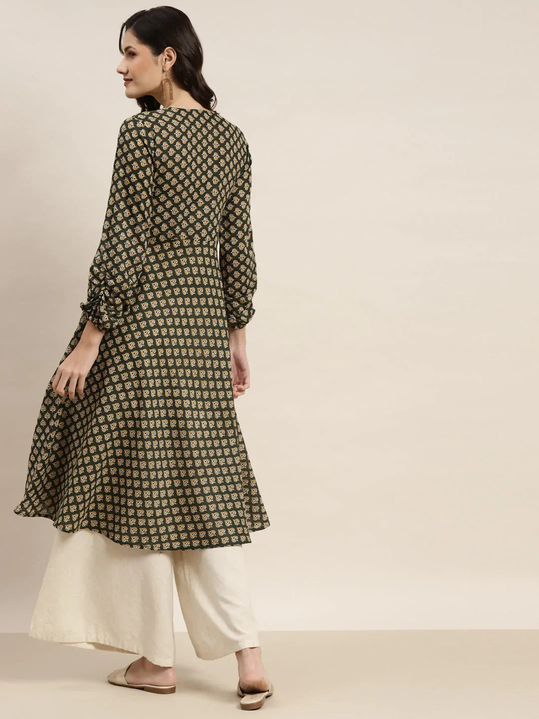 Printed Anarkali Kurta ( JOK 1468 Green )