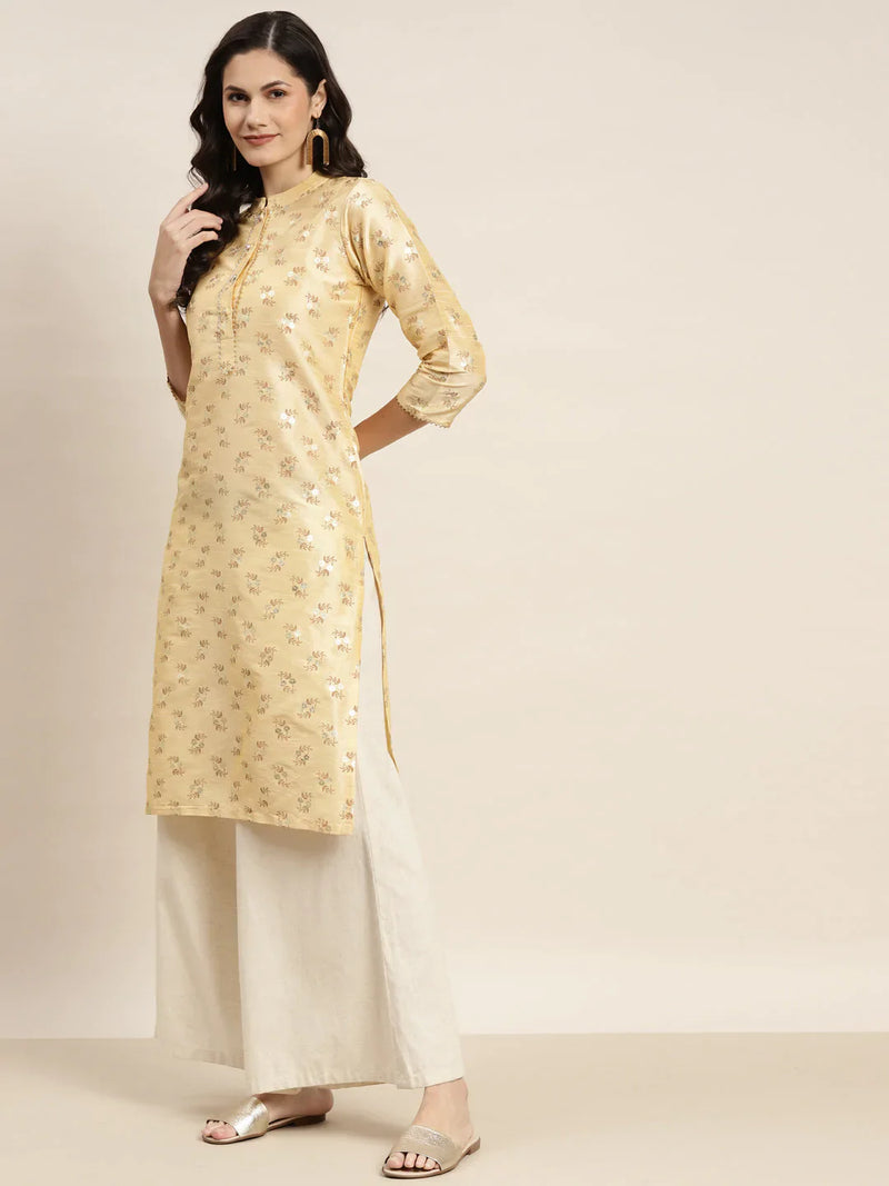 Printed Gotta Patti Kurta ( JOK 1469 Cream )