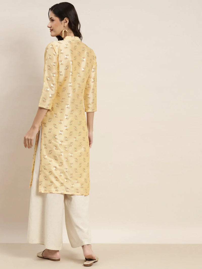 Printed Gotta Patti Kurta ( JOK 1469 Cream )