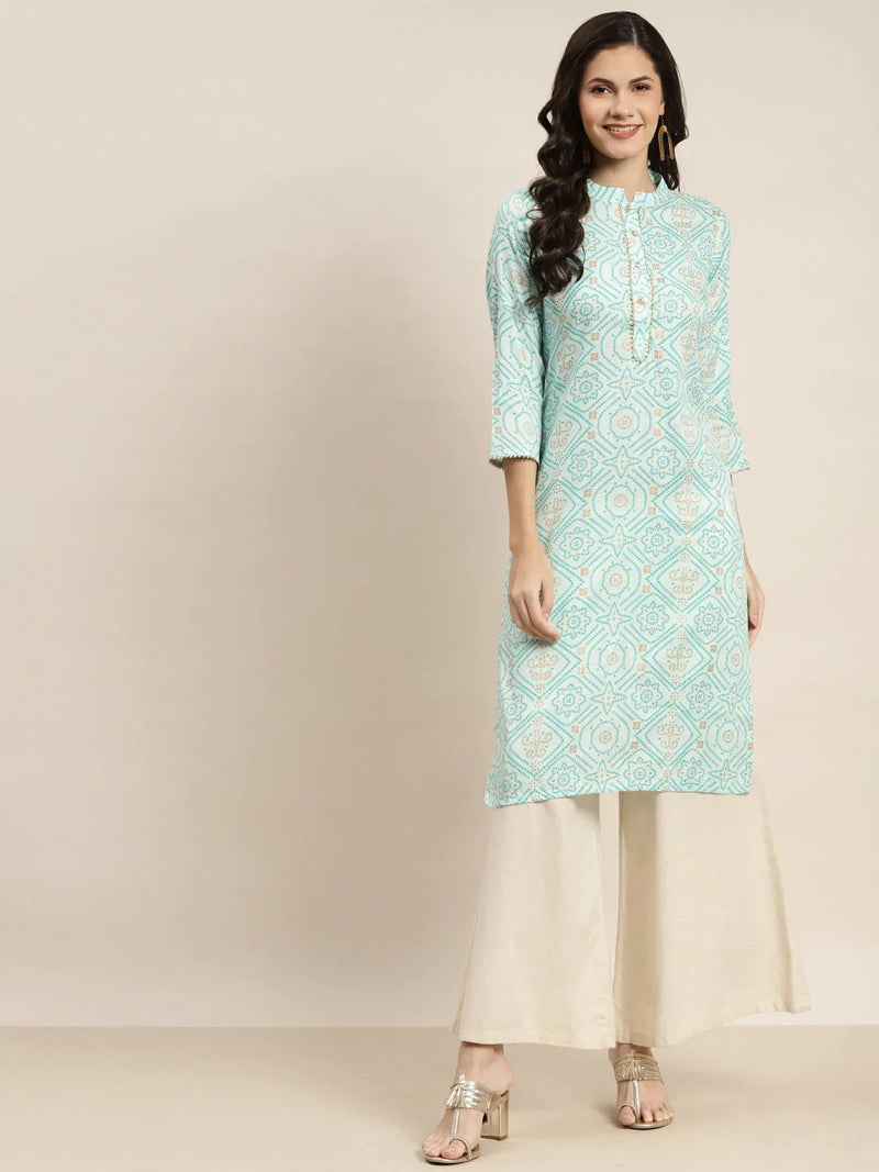 Printed Gotta Patti Kurta ( JOK 1469 Gren )