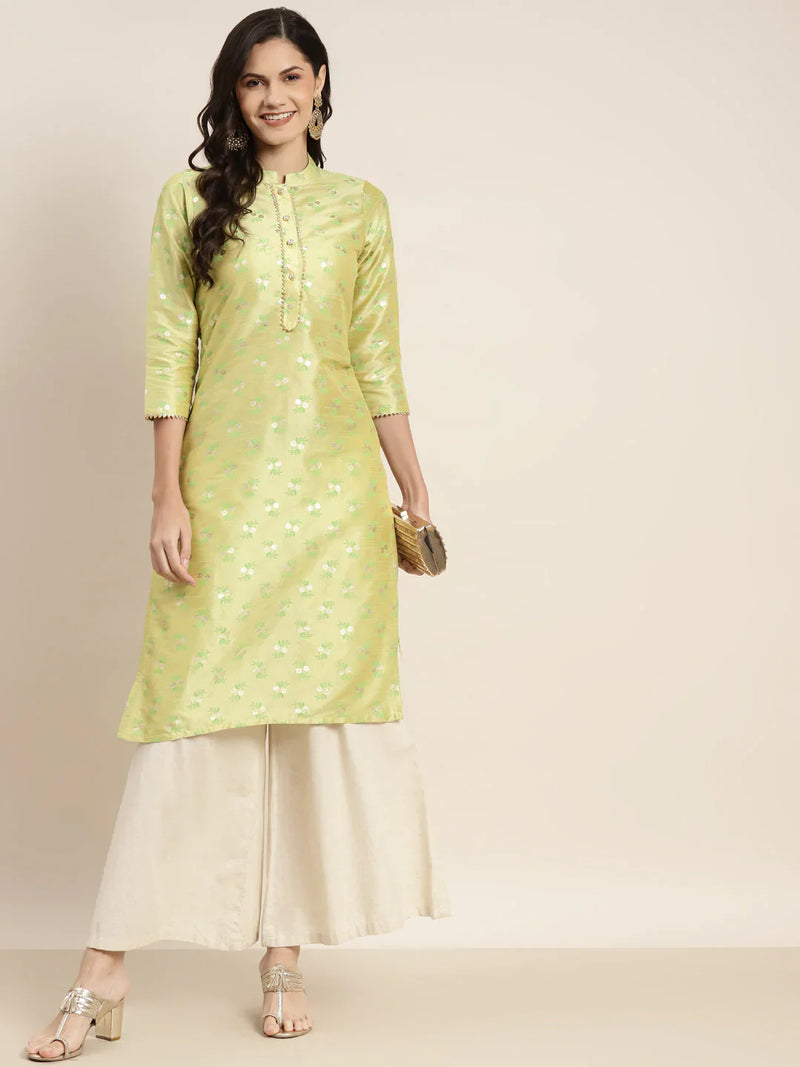 Printed Gotta Patti Kurta ( JOK 1469 Lime )