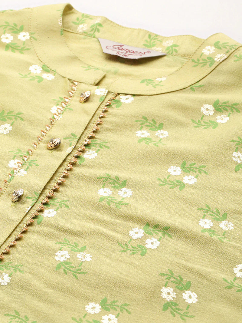 Printed Gotta Patti Kurta ( JOK 1469 Lime )