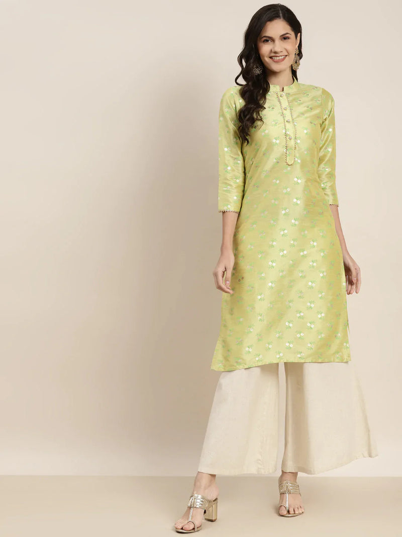 Printed Gotta Patti Kurta ( JOK 1469 Lime )