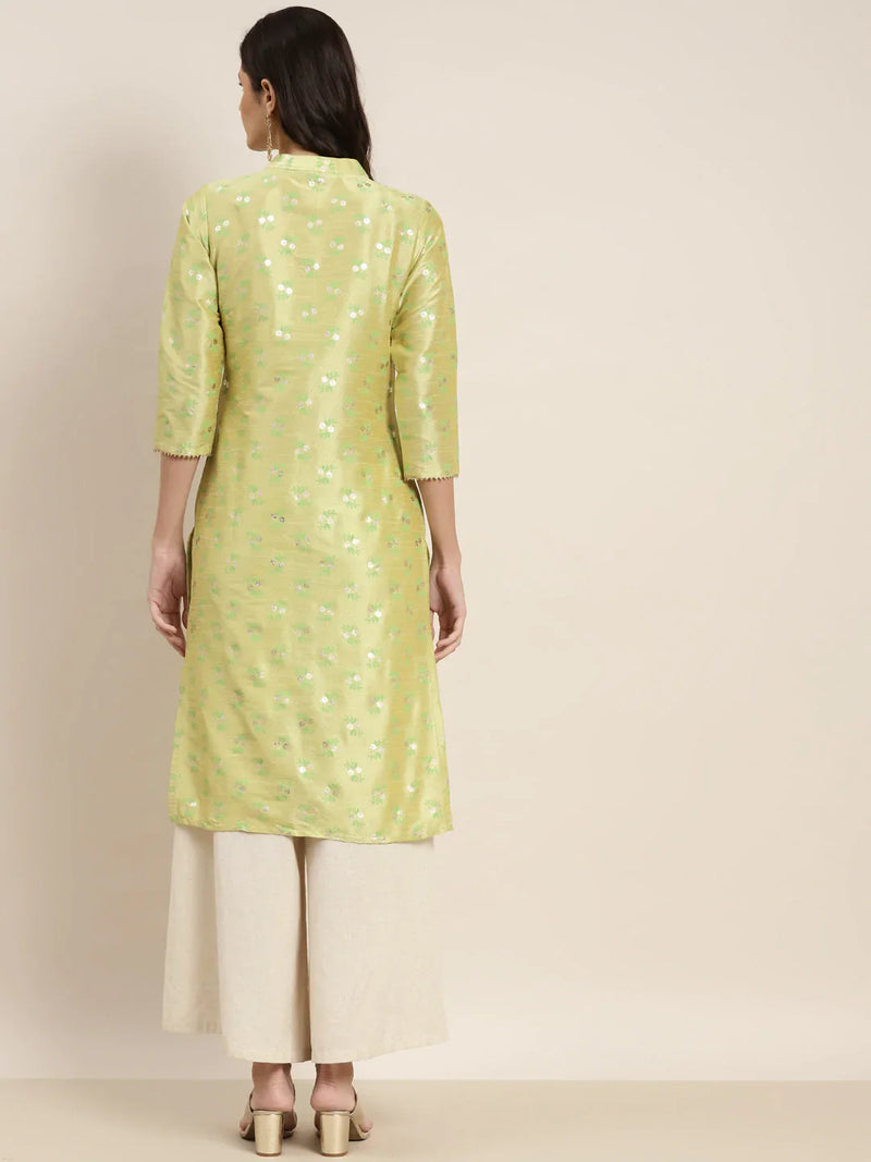 Printed Gotta Patti Kurta ( JOK 1469 Lime )