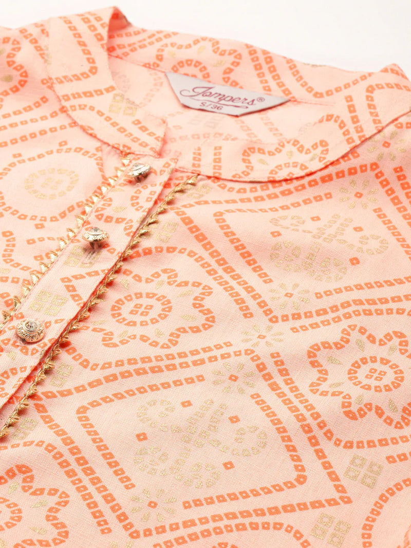 Printed Gotta Patti Kurta ( JOK 1469 Orange )