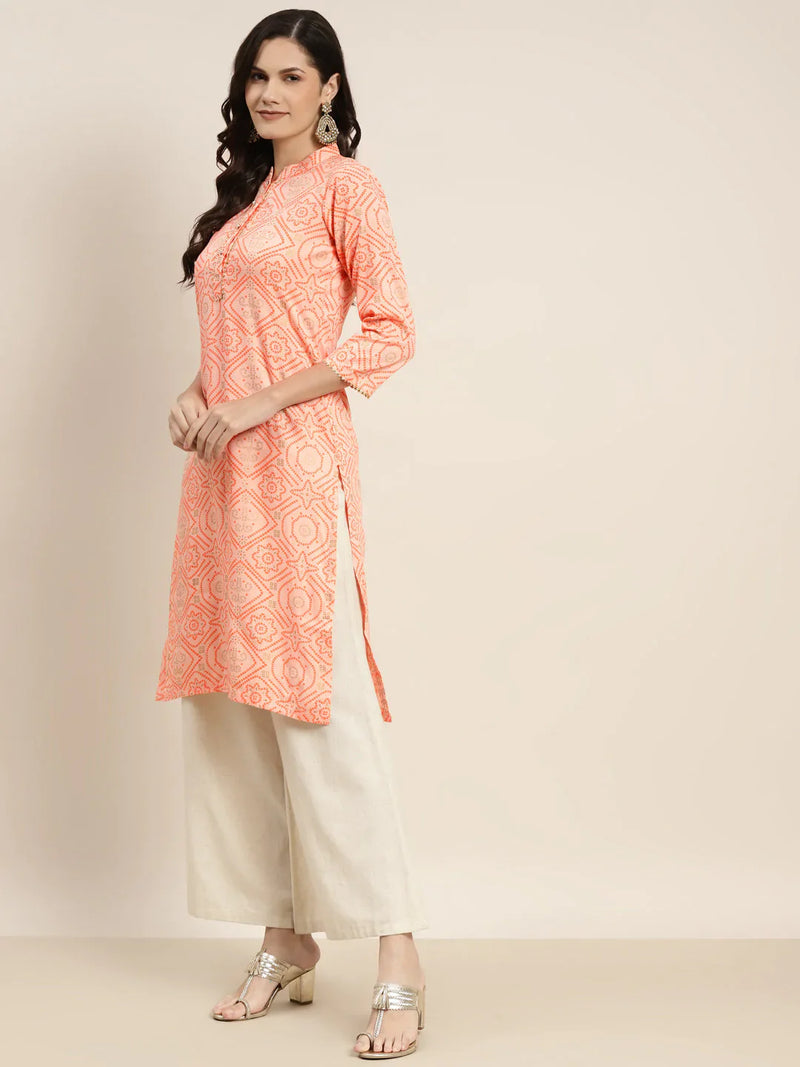 Printed Gotta Patti Kurta ( JOK 1469 Orange )