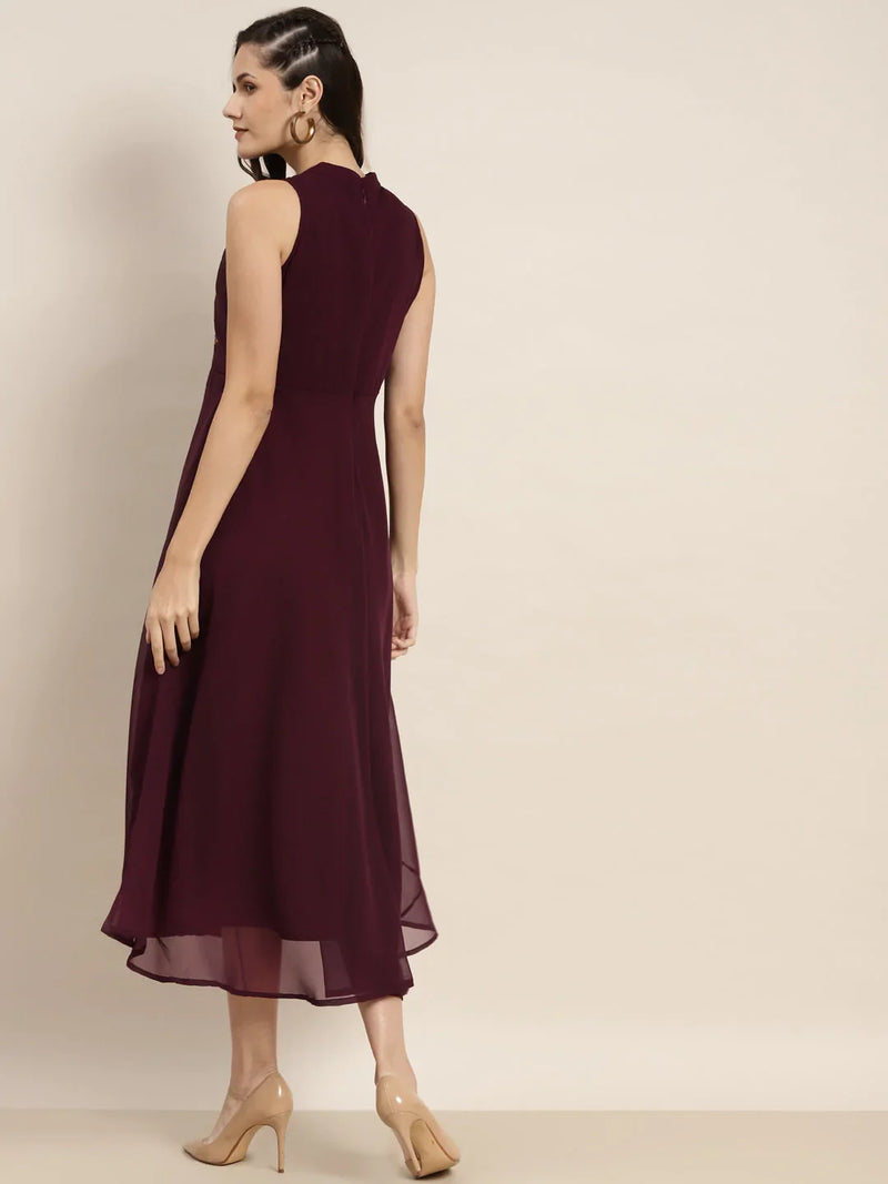 Embroidered A-Line Midi Dress ( JOK 1472 Purple )