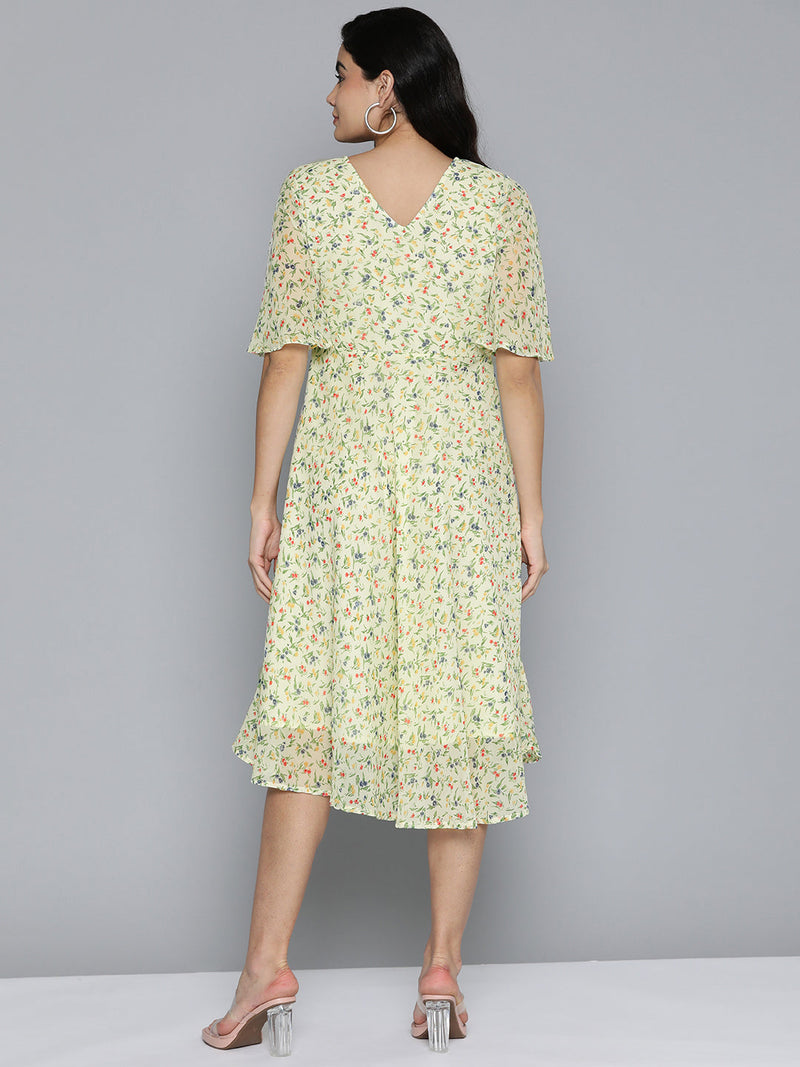 Floarl print flaired gorgette dress from Jompers ( JOK 1500 Off-White )