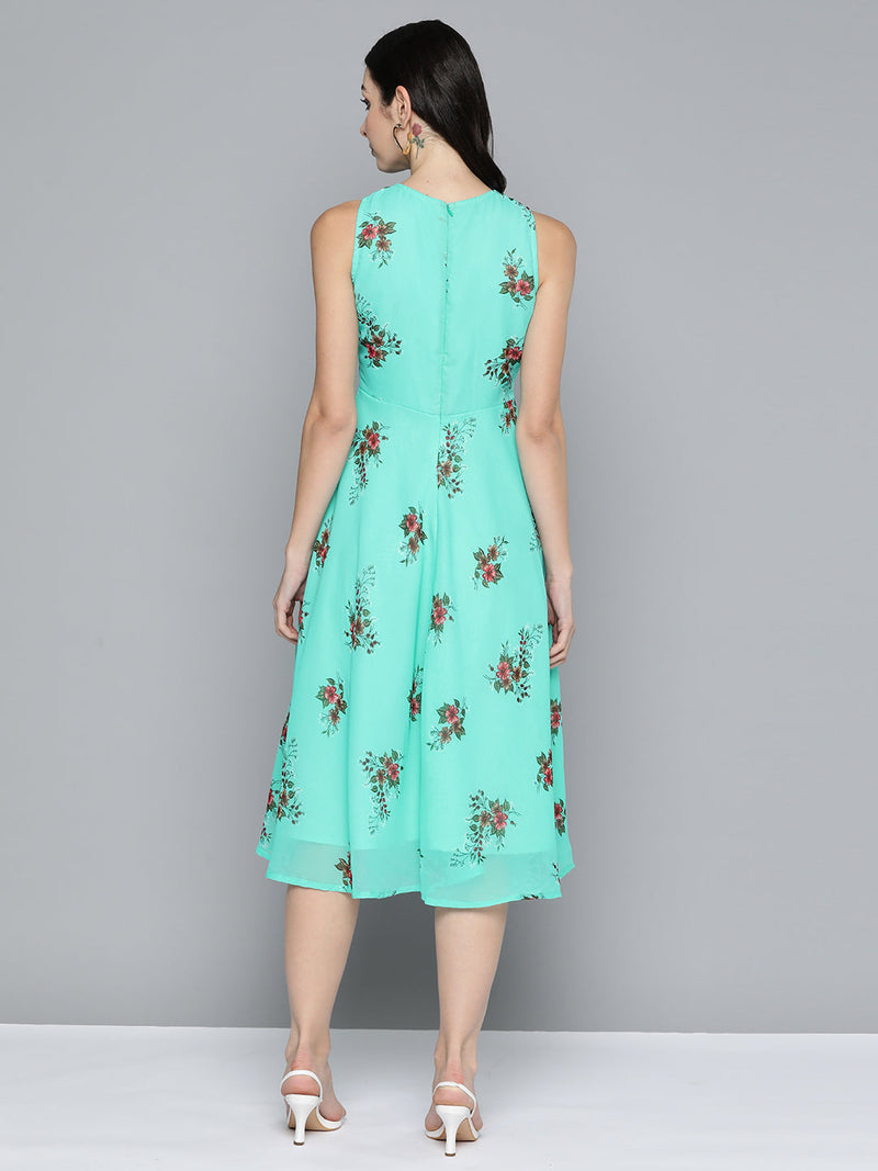 Jompers Floral Print Georgette A-Line Midi Dress