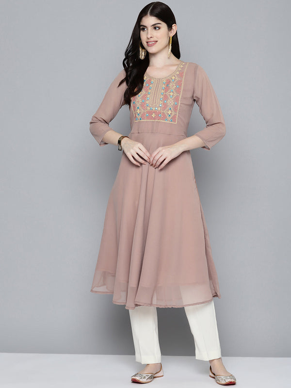 Embroidered yok flaired gorgette kurta from Jompers