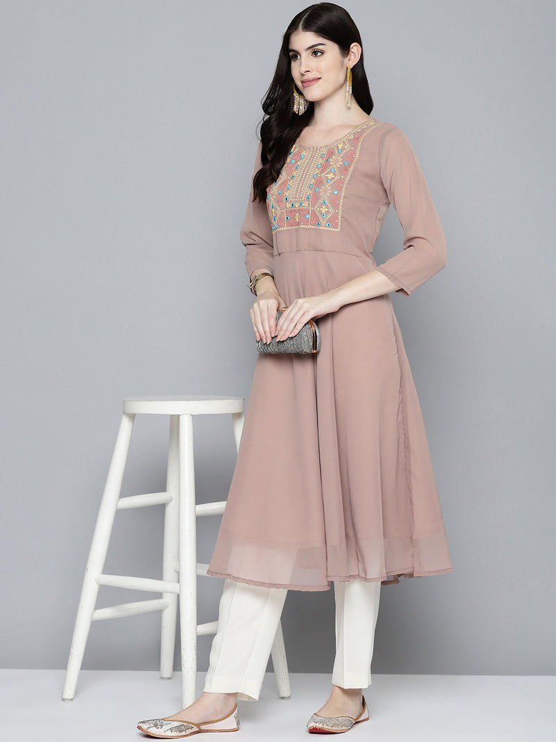 Embroidered yok flaired gorgette kurta from Jompers