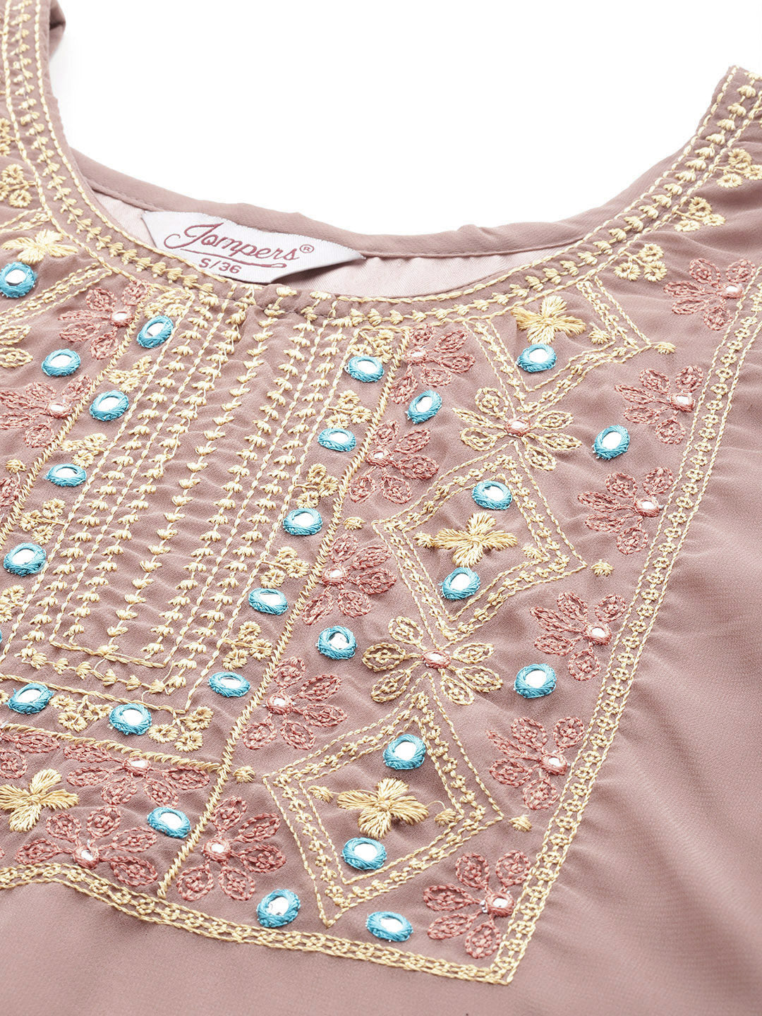 Embroidered yok flaired gorgette kurta from Jompers