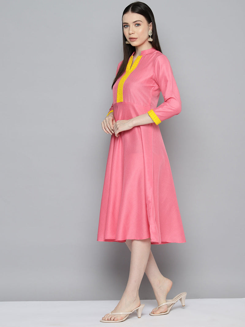 Sequin work, flared ethnic dress ( JOK 1536 PInk )