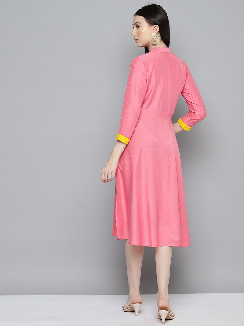 Sequin work, flared ethnic dress ( JOK 1536 PInk )