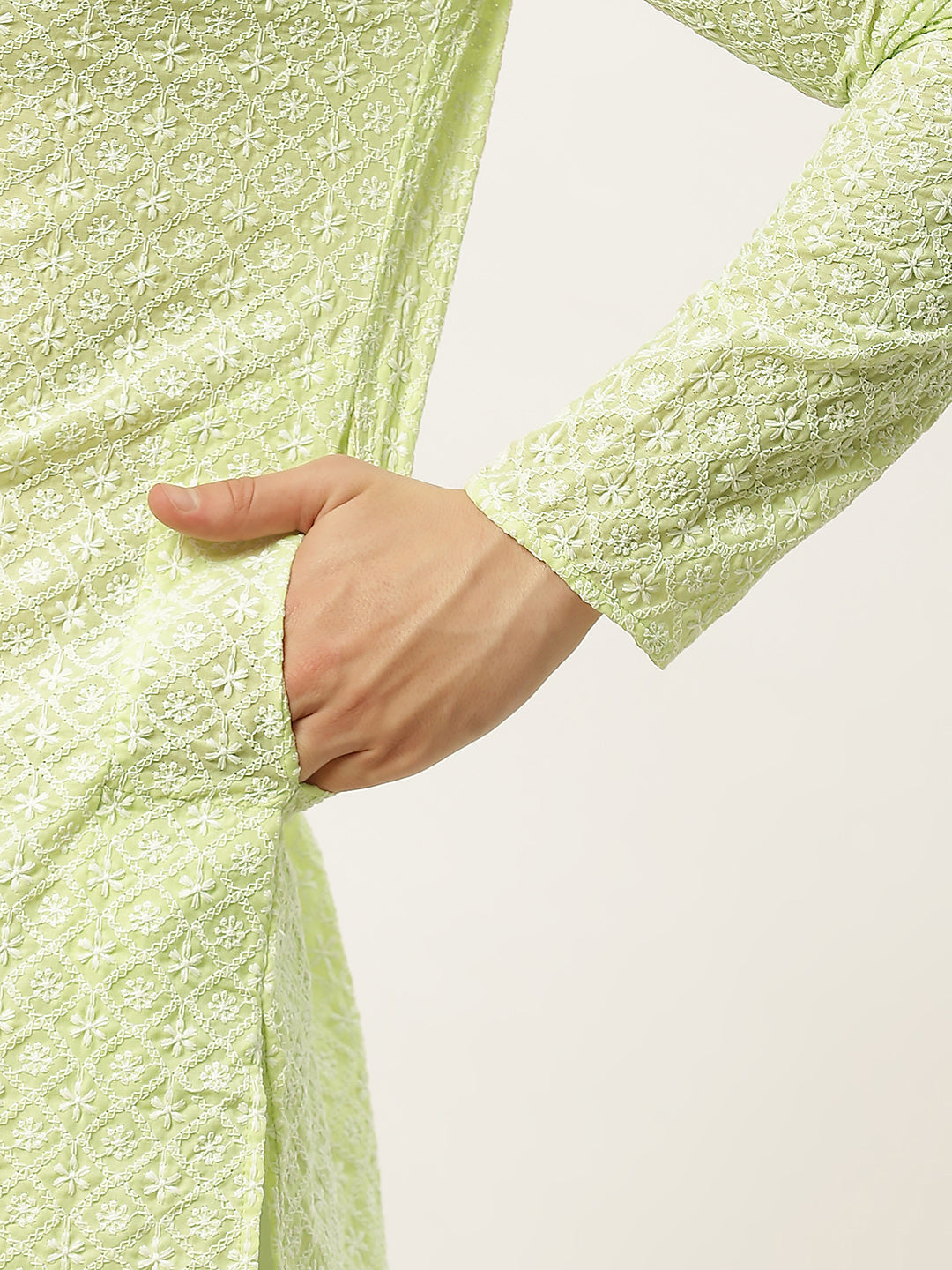 Jompers Men's Green Embroidered Kurta Payjama Sets