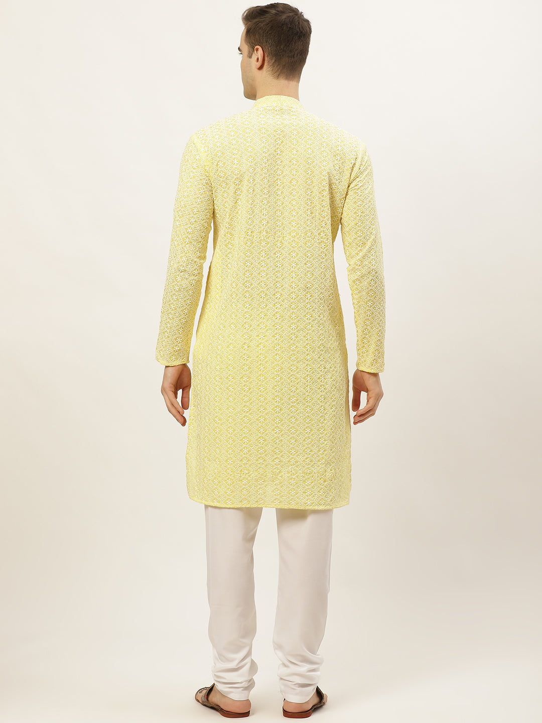Jompers Men's Yellow Embroidered Kurta Payjama Sets