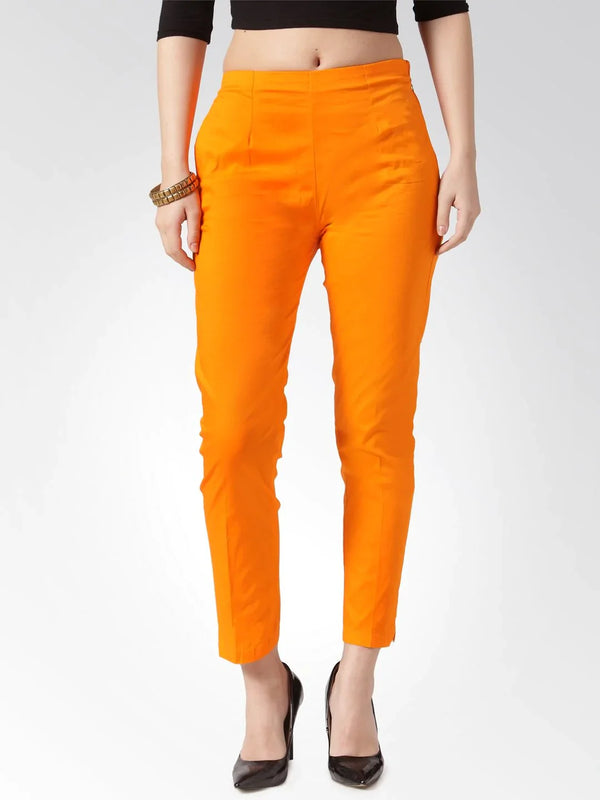 Jompers Women Orange Smart Slim Fit Solid Regular Trousers ( JOP 2119 Orange )