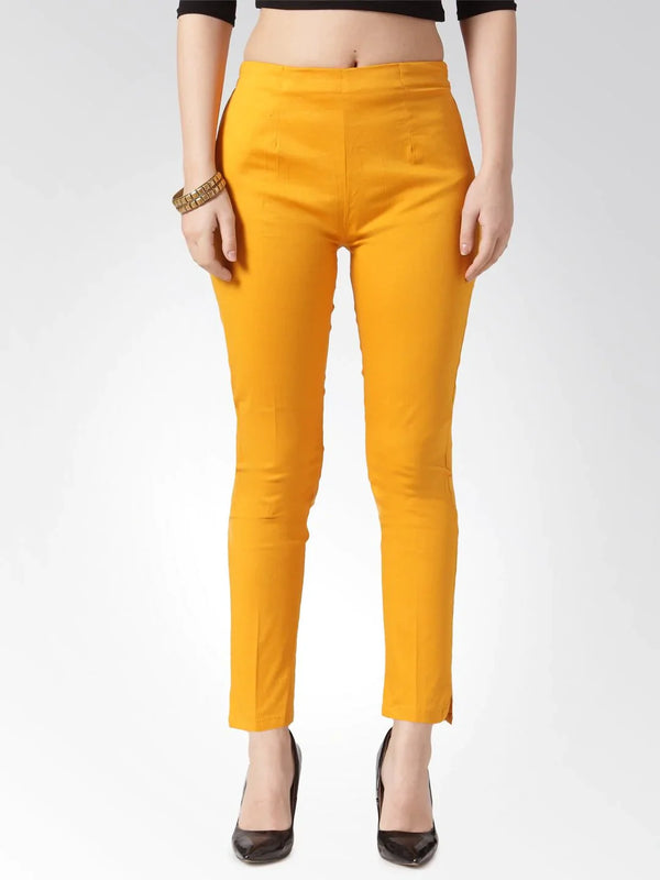 Jompers Women Mustard Smart Slim Fit Solid Regular Trousers ( JOP 2119 Yellow )